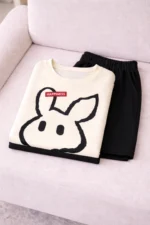 Oversized Bunny Graphic Lycra Night Suit Set – Cute Summer Co-Ord Shorts Set - Image 5