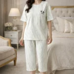 Mint Wave Lounge Set – Premium Lycra Relaxed Night Suit for Women