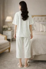 Mint Wave Lounge Set – Premium Lycra Relaxed Night Suit for Women - Image 2