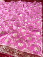 Maharani Motif Silk Saree with Elephant Zari Weaving & Contrast Border – Premium Wedding Wear - Image 4