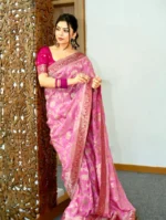 Maharani Motif Silk Saree with Elephant Zari Weaving & Contrast Border – Premium Wedding Wear - Image 6