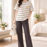 Royal Shopping  Classic Stripe Lounge Co-ord Set – Premium Relaxed Fit Home & Travel Wear for Women