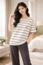 Royal Shopping  Classic Stripe Lounge Co-ord Set – Premium Relaxed Fit Home & Travel Wear for Women - Image 3