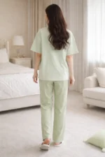 Pastel Mint Solid Lounge Set – Soft Lycra Comfort Night Suit for Women - Image 2