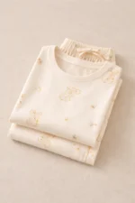 Cream Teddy Comfort Set – Soft Printed Lycra Night Suit for Women - Image 5