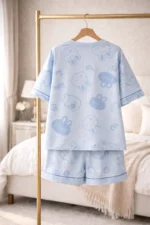 Soft Lycra Printed Night Suit Set – Relaxed Fit Lounge Co-Ord (Sky Blue) - Image 4