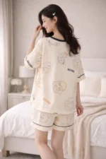 Teddy Print Lycra Night Suit Set – Stretchable Premium Lounge Co-Ord - Image 3