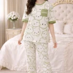 Summer Print Lycra Full Sleeve Night Suit Set – Premium Stretch Lounge Set