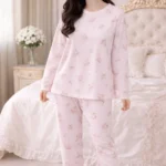 Floral Print Lycra Full Sleeve Night Suit Set – Premium Stretch Lounge Set