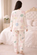 Pastel Print Lycra Full Sleeve Night Suit Set – Premium Stretch Lounge Set - Image 2
