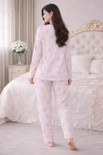 Floral Print Lycra Full Sleeve Night Suit Set – Premium Stretch Lounge Set - Image 2