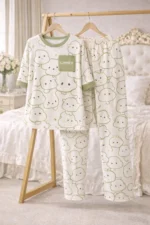Summer Print Lycra Full Sleeve Night Suit Set – Premium Stretch Lounge Set - Image 4