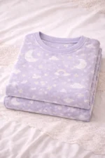 Lavender Moon Print Lycra Full Sleeve Night Suit Set – Premium Stretch Lounge Set - Image 5