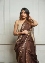 Golden Sheer Tissue Silk Saree with Zari Border – Festive & Occasion Wear - Image 26