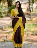 Mustard Yellow & Maroon Traditional Cotton Silk Saree with Contrast Border – Ethnic Daily Wear - Image 13