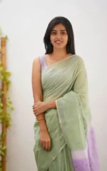 Pastel Grace Soft Organza Saree - Image 40