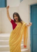 Sunshine Yellow Soft Cotton Saree with Contrast Pallu - Image 8