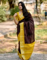 Mustard Yellow & Maroon Traditional Cotton Silk Saree with Contrast Border – Ethnic Daily Wear - Image 10