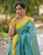 Mustard Yellow & Maroon Traditional Cotton Silk Saree with Contrast Border – Ethnic Daily Wear - Image 4
