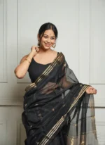 Golden Sheer Tissue Silk Saree with Zari Border – Festive & Occasion Wear - Image 32