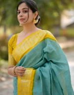 Mustard Yellow & Maroon Traditional Cotton Silk Saree with Contrast Border – Ethnic Daily Wear - Image 3