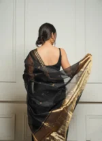 Golden Sheer Tissue Silk Saree with Zari Border – Festive & Occasion Wear - Image 29