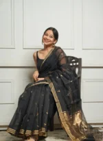 Golden Sheer Tissue Silk Saree with Zari Border – Festive & Occasion Wear - Image 28