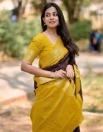 Mustard Yellow & Maroon Traditional Cotton Silk Saree with Contrast Border – Ethnic Daily Wear - Image 9