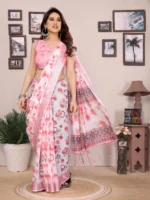 Rose Bloom Printed Saree - Image 3