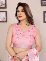 Rose Bloom Printed Saree - Image 5