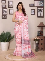 Rose Bloom Printed Saree - Image 6