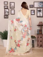 Ivory Floral Charm Saree - Image 3