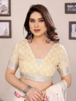 Ivory Floral Charm Saree - Image 6