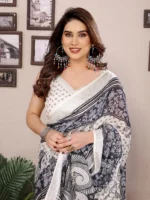 Royal Monochrome Grace Saree - Image 5