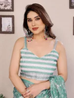 Mint Weave Elegance Saree - Image 6