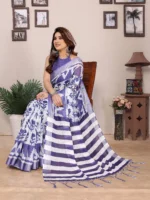 Lavender Ikat Charm Saree - Image 4