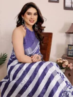 Lavender Ikat Charm Saree - Image 5