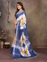 Indigo Mustard Fusion Saree - Image 2
