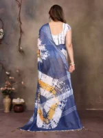 Indigo Mustard Fusion Saree - Image 3