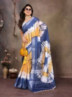 Indigo Mustard Fusion Saree - Image 4