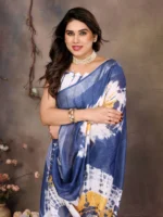 Indigo Mustard Fusion Saree - Image 5