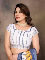 Indigo Mustard Fusion Saree - Image 6