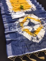 Indigo Mustard Fusion Saree - Image 7