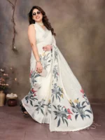 Ivory Blossom Luxe Saree - Image 2