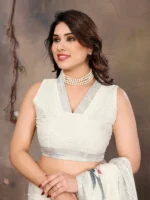 Ivory Blossom Luxe Saree - Image 5