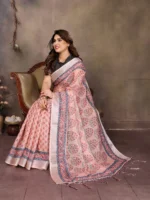 Peach Heritage Bloom Saree - Image 4