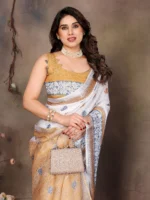 Ivory Gold Heritage Saree - Image 4