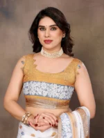 Ivory Gold Heritage Saree - Image 5