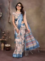 Blue Feather Grace Saree - Image 4