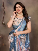 Blue Feather Grace Saree - Image 5